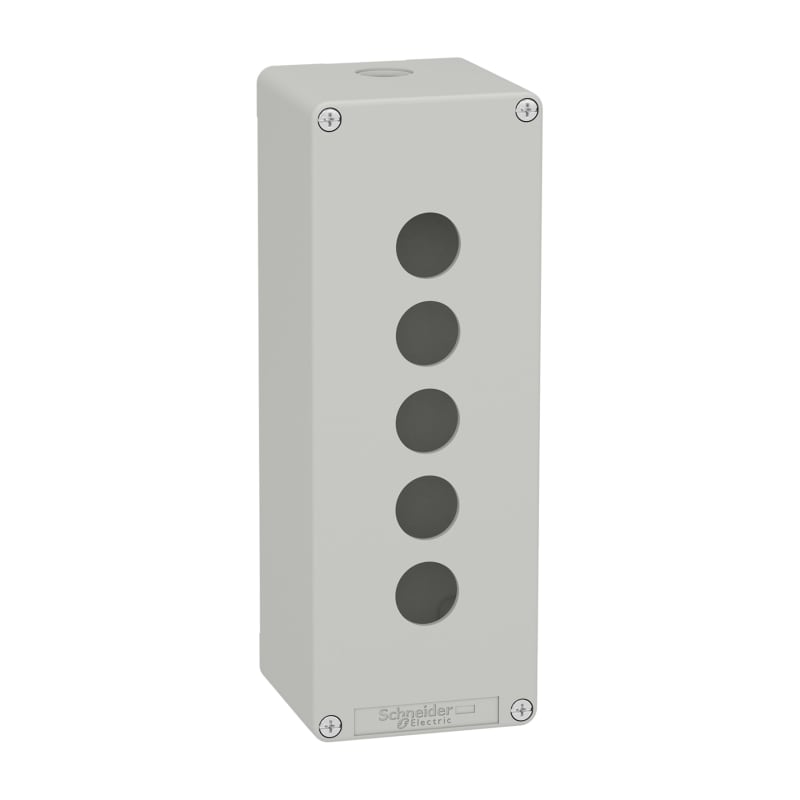Schneider Electric Harmony XAP, XB2 SL, Empty control station, zinc alloy, grey, M25, 5 cut-outs 22mm, 80 x 220 x 77 XAPD4505