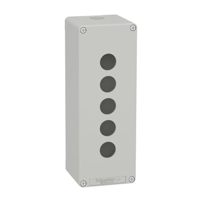 Schneider Electric Harmony XAP, XB2 SL, Empty control station, zinc alloy, grey, M25, 5 cut-outs 22mm, 80 x 220 x 77 XAPD4505