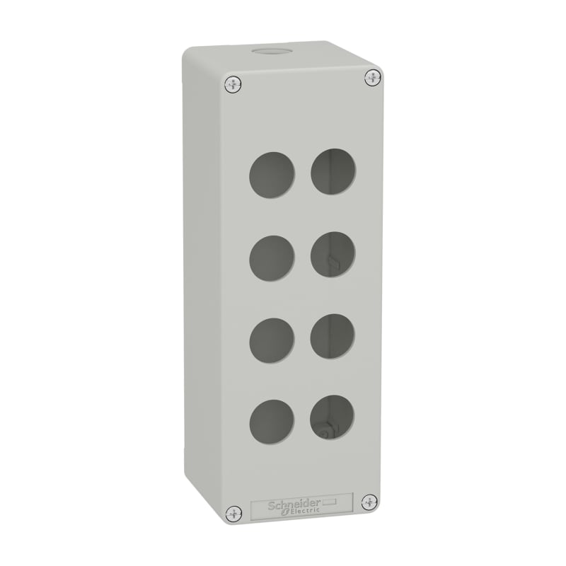 Schneider Electric Harmony XAP, XB2 SL, Empty control station, zinc alloy, grey, M25, 8 cut-outs 22mm, 80 x 220 x 77 XAPD4508