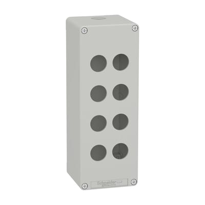 Schneider Electric Harmony XAP, XB2 SL, Empty control station, zinc alloy, grey, M25, 8 cut-outs 22mm, 80 x 220 x 77 XAPD4508
