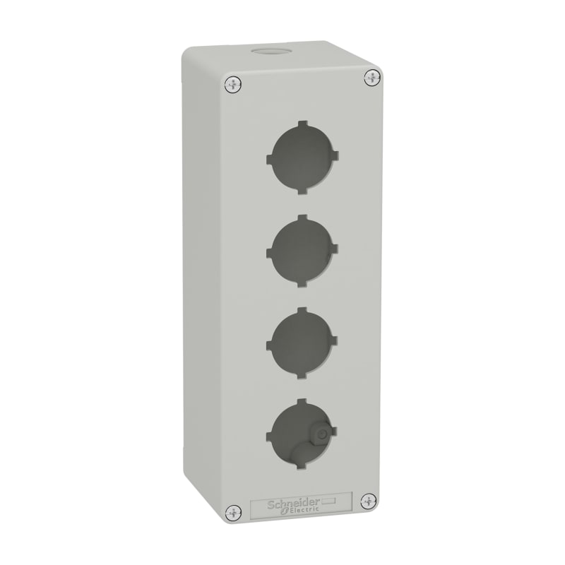 Schneider Electric Harmony XAP, XB2 SL, Empty control station, zinc alloy, grey, M25, 4 cut-outs 30mm with notches, 80 x 220 x 77 XAPD4604