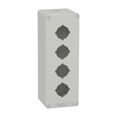 Schneider Electric Harmony XAP, XB2 SL, Empty control station, zinc alloy, grey, M25, 4 cut-outs 30mm with notches, 80 x 220 x 77 XAPD4604