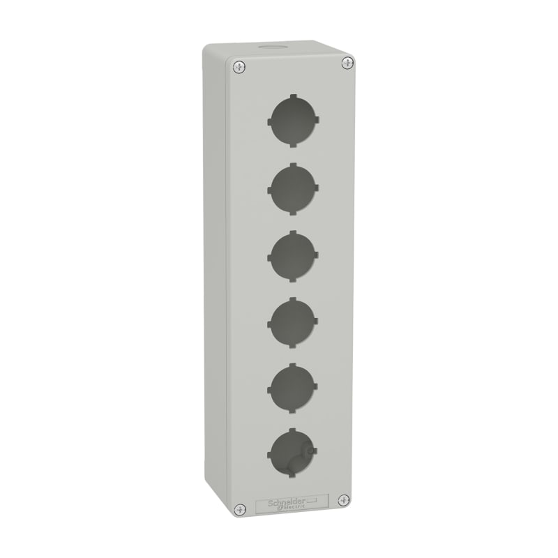 Schneider Electric Harmony XAP, XB2 SL, Empty control station, aluminium, grey, M32, 6 cut-outs 30mm with notches, 80 x 310 x 77 XAPD5606