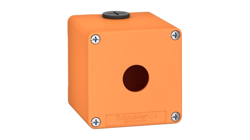 Schneider Electric Harmony XAP, XB2 SL, Empty control station, zinc alloy, orange, M20, 1 cut-out 22mm, 80 x 80 x 77, UL cULus XAPO1501