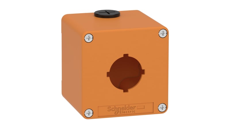 Schneider Electric Harmony XAP, XB2 SL, Empty control station, zinc alloy, orange, M20, 1 cut-out 30mm with notches, 80 x 80 X77, UL cULus XAPO1601