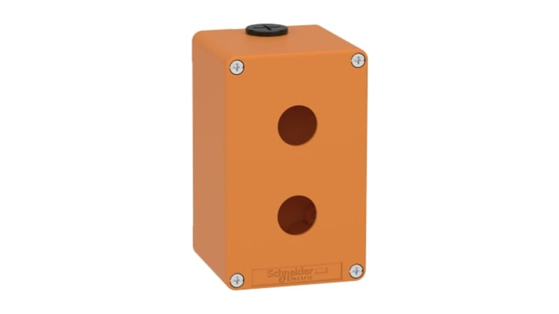 Schneider Electric Harmony XAP, XB2 SL, Empty control station, zinc alloy, orange, M20, 2 cut-outs 22mm, 80 x 130 x 77, UL cULus XAPO2502
