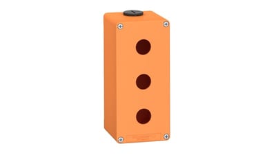 Schneider Electric Harmony XAP, XB2 SL, Empty control station, zinc alloy, orange, M25, 3 cut-outs 22mm, 80 x 175 x 77 XAPO3503