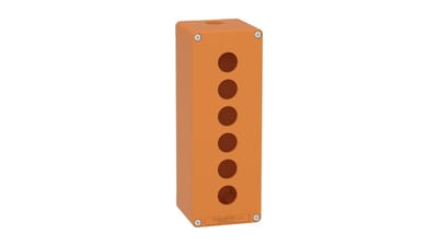 Schneider Electric Harmony XAP, XB2 SL, Empty control station, zinc alloy, orange, M25, 6 cut-outs 22mm, 80 x 220 x 77 XAPO4506