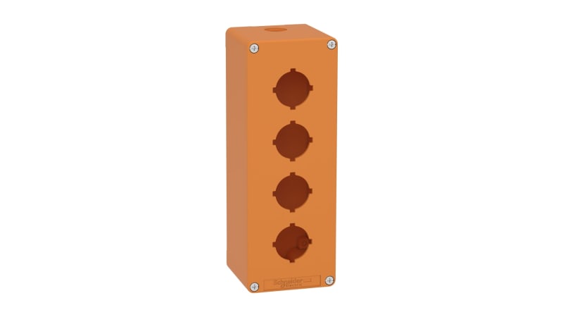 Schneider Electric Harmony XAP, XB2 SL, Empty control station, zinc alloy, orange, M25, 4 cut-outs 30mm with notches, 80 x 220 x 77 XAPO4604