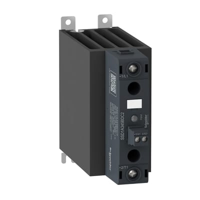 Schneider Electric Harmony, Solid state relay, 45 A, DIN rail mount, zero voltage switching, input 4...32 V DC, output 48...600 V AC SSD1A345BDC2