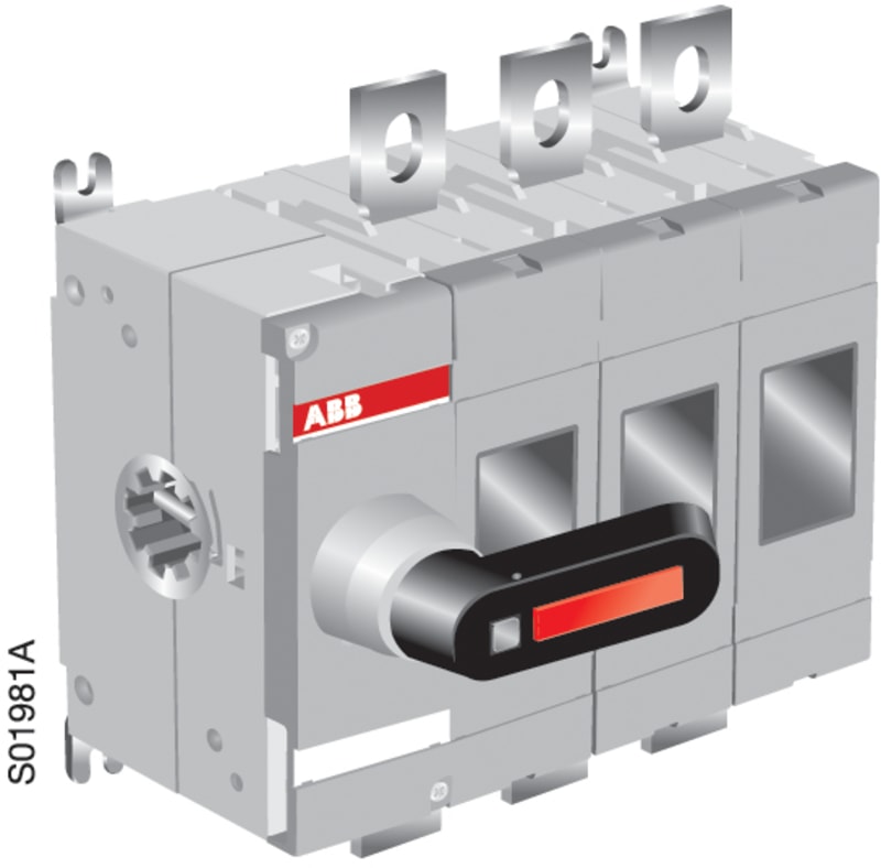 ABB 3-Pole, front operated, base mounted switch-disconnector with black direct mount handle, terminal bolt kit included 1SCA022763R5630