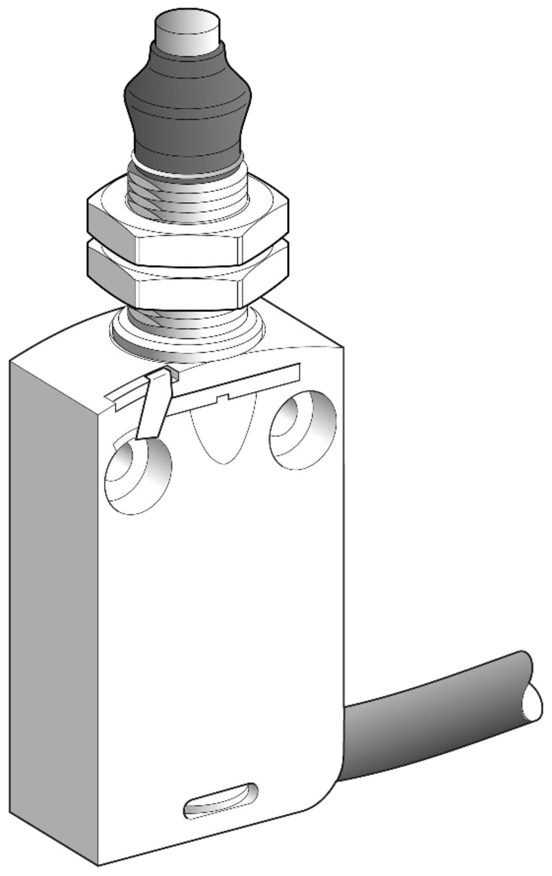 Telemecanique XCMD21G1L1 Limit Switch, Plunger with Bellows Boot, Metal Body, 1 m cable
