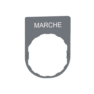 Sign in grey plastic with text "MARCHE"