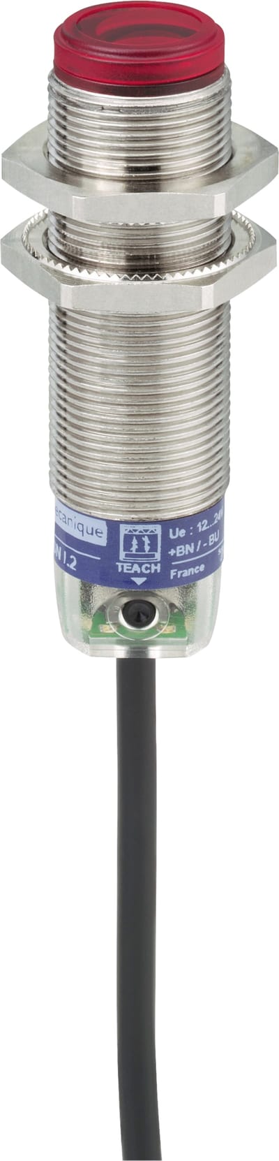 Telemecanique XUBTSPSWL2 Photoelectric Sensor M18, Retroreflective for Transparent Objects, PNP, 2 m cable