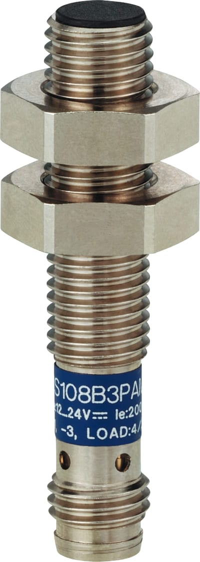 Telemecanique OsiSense XS108BLPAM8 Inductive Proximity Sensor — M8 barrel, Sn 1.5 mm, PNP, NO, M8 connector