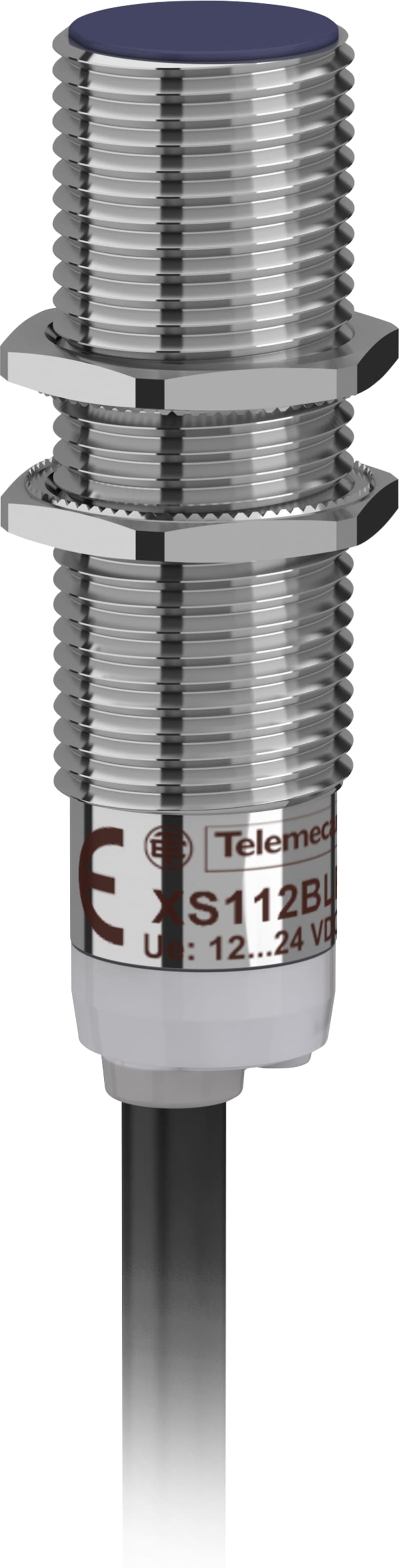 Telemecanique OsiSense XS112BLPAL2 Inductive Proximity Sensor — M12 barrel, Sn 2 mm, PNP, NO, pre-wired cable (2 m)