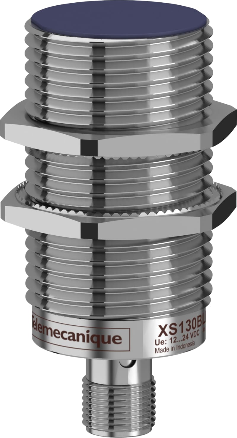 Telemecanique OsiSense XS130BLPAM12 Inductive Proximity Sensor — M30 barrel, Sn 10 mm, PNP, NO, M12 connector (4-Pin)