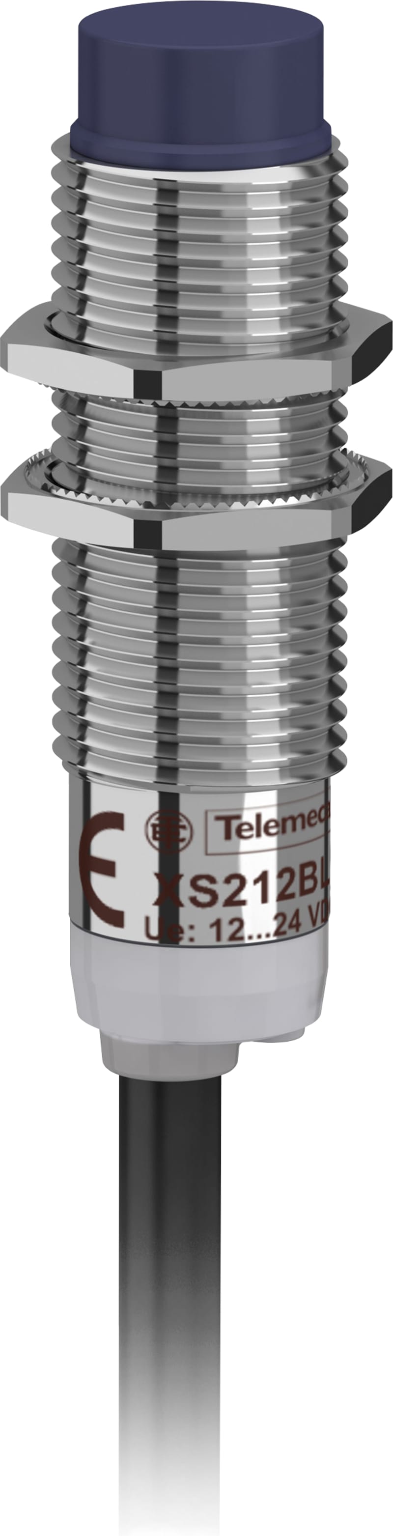 Telemecanique OsiSense XS212BLPBL2 Inductive Proximity Sensor — M12 barrel, Sn 4 mm, PNP, NC, pre-wired cable