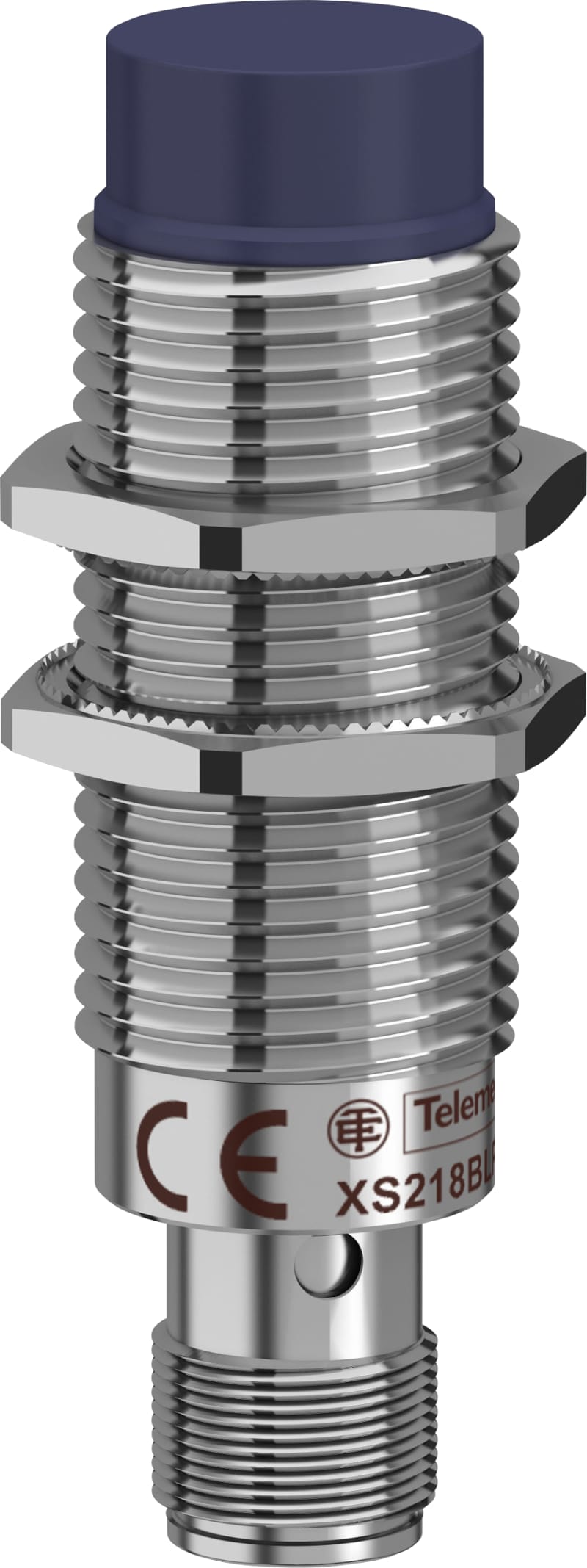 Telemecanique OsiSense XS218BLPAM12 Inductive Proximity Sensor — M18 barrel, Sn 8 mm, PNP, NO, M12 connector (4-Pin)