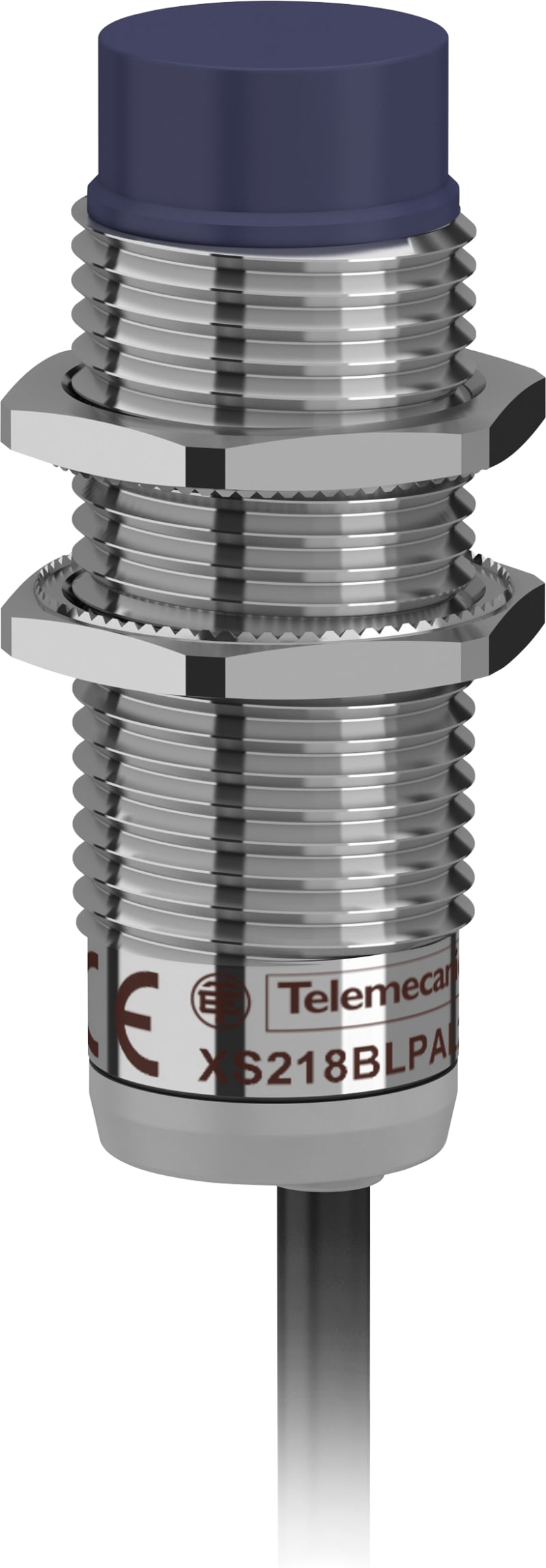 Telemecanique OsiSense XS218BLPBL2 Inductive Proximity Sensor — M18 barrel, Sn 8 mm, PNP, NC, pre-wired cable