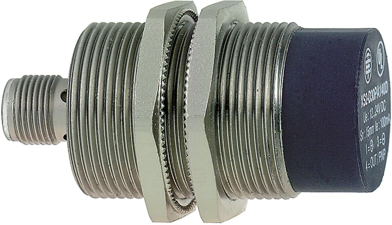 Telemecanique OsiSense XS630B4PAM12 Inductive Proximity Sensor — M30 barrel, Sn 22 mm, PNP, NO, M12 connector (4-Pin)