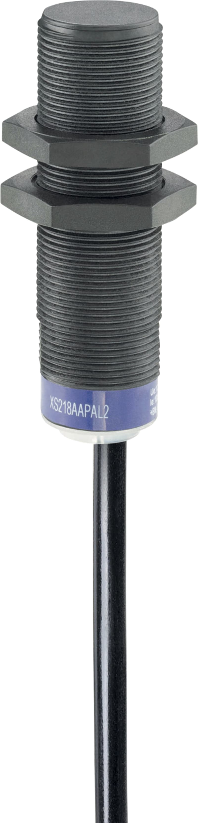 Telemecanique OsiSense XS218AAPAL2 Inductive Proximity Sensor — M18 barrel, Sn 12 mm, PNP, NO, pre-wired cable