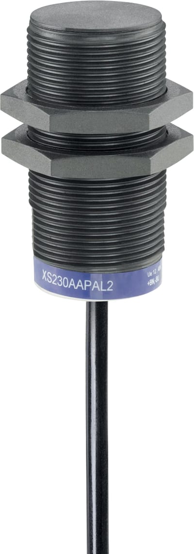 Telemecanique OsiSense XS230AAPAL2 Inductive Proximity Sensor — M30 barrel, Sn 22 mm, PNP, NO, pre-wired cable