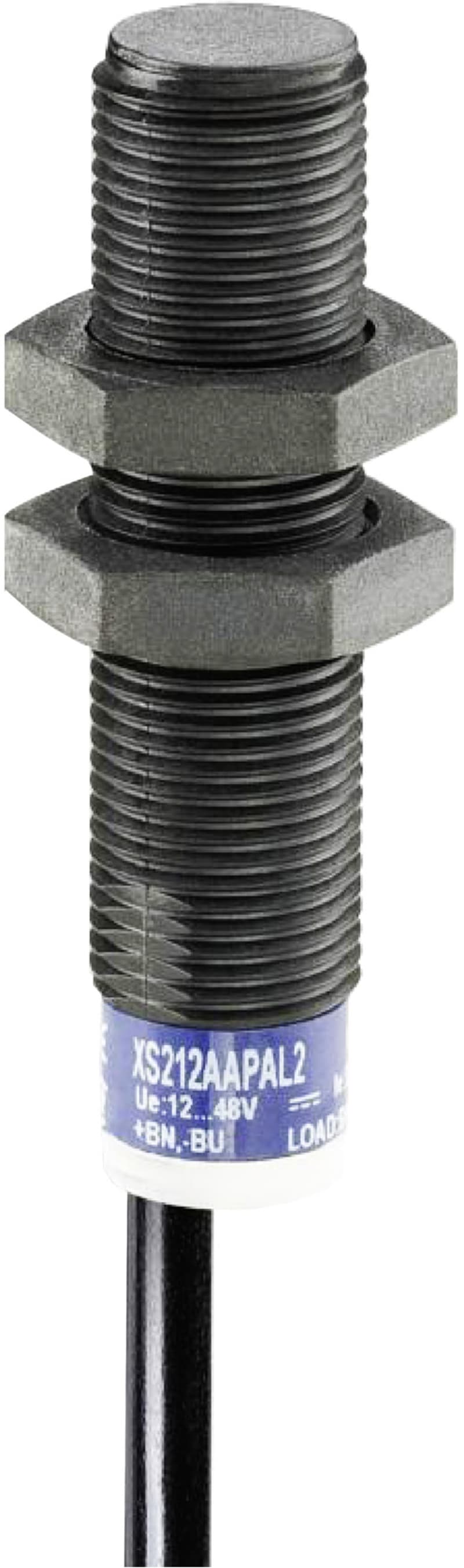 Telemecanique OsiSense XS212SAPAM12 Inductive Proximity Sensor — M12 stainless barrel, Sn 7 mm, PNP, NO, M12 connector (4-Pin)