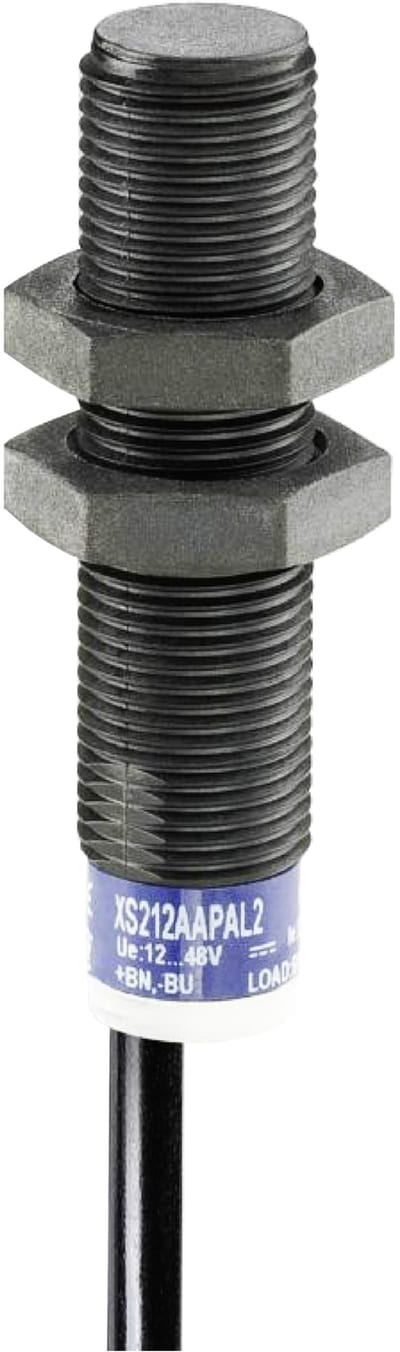 Telemecanique OsiSense XS212SAPAM12 Inductive Proximity Sensor — M12 stainless barrel, Sn 7 mm, PNP, NO, M12 connector (4-Pin)