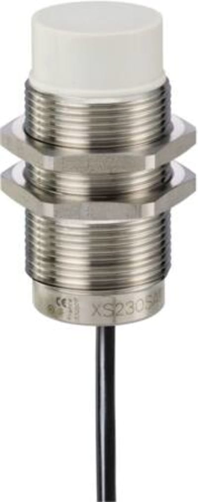 Telemecanique OsiSense XS230SAPAL2 Inductive Proximity Sensor — M30 stainless barrel, Sn 22 mm, PNP, NO, pre-wired cable