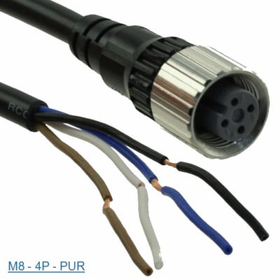 Telemecanique XZCP2737L1 Sensor Cable, M8 male straight, 3-pin, 1 m