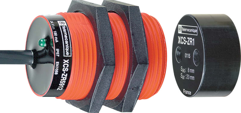 Telemecanique XCSDMR7915 Coded Magnetic Safety Switch, Cylindrical M30, NO+NO, LED, 5 m cable