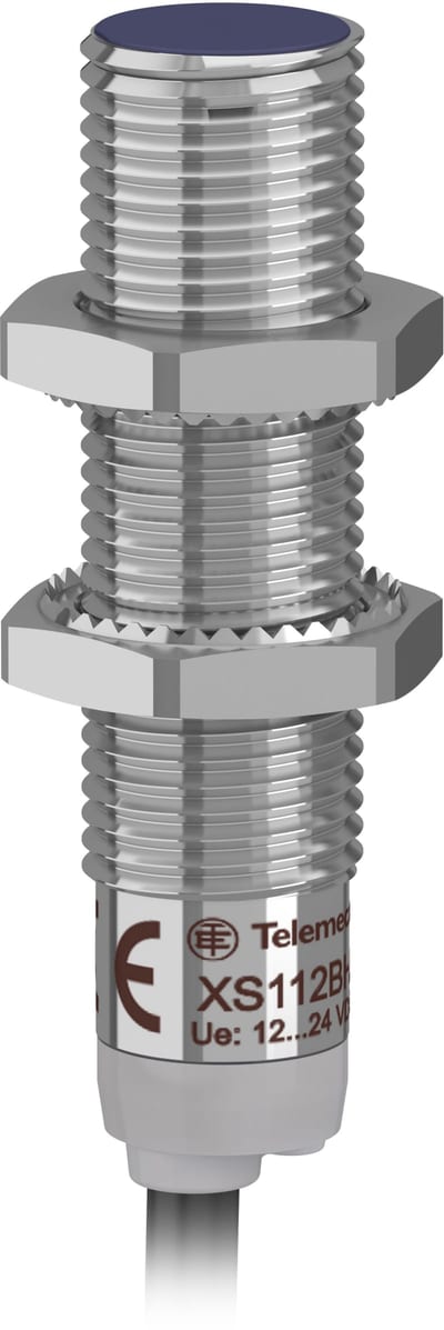 Telemecanique OsiSense XS112BHPAL5 Inductive Proximity Sensor — M12 barrel, Sn 4 mm, PNP, NO, pre-wired cable