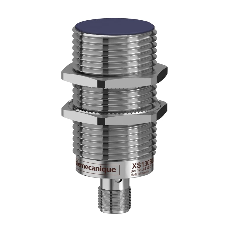 Telemecanique OsiSense XS130BHPAM12 Inductive Proximity Sensor — M12 barrel, Sn 15 mm, PNP, NO, M12 connector (4-Pin)