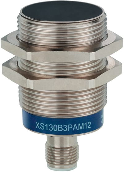 Telemecanique OsiSense XS530B1PAM12 Inductive Proximity Sensor — M30 barrel, Sn 10 mm, PNP, NO, M12 connector (4-Pin)