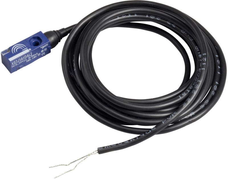 Telemecanique OsiSense XS7J1A1NAL2 Inductive Proximity Sensor — 8 × 22 mm block, Sn 2.5 mm, NPN, NO, pre-wired cable