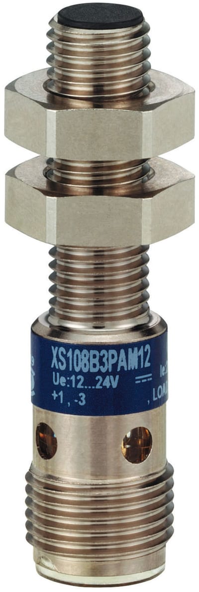 Telemecanique OsiSense XS608B1NAM12 Inductive Proximity Sensor — M8 barrel, Sn 2.5 mm, NPN, NO, M12 connector (4-Pin)