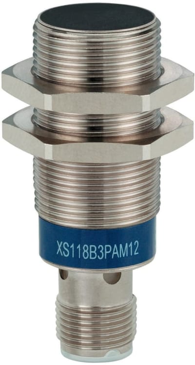 Telemecanique OsiSense XS618B1PAM12 Inductive Proximity Sensor — M18 barrel, Sn 8 mm, PNP, NO, M12 connector (4-Pin)