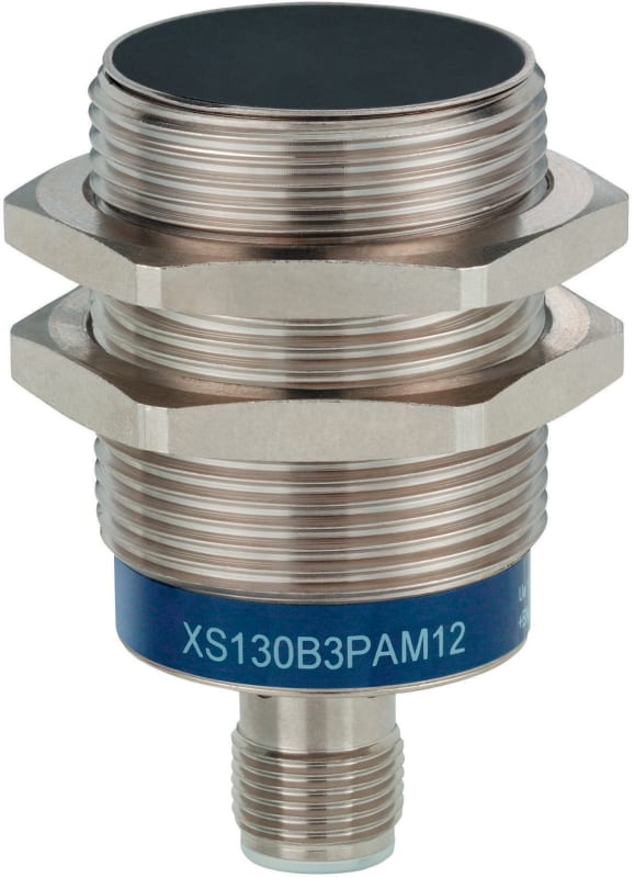 Telemecanique OsiSense XS630B1PAM12 Inductive Proximity Sensor — M30 barrel, Sn 15 mm, PNP, NO, M12 connector (4-Pin)