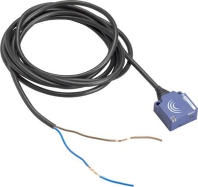 Telemecanique OsiSense XS8E1A1MBL2 Inductive Proximity Sensor — 26 × 26 mm block, Sn 15 mm, 2-Wire AC/DC, NC, pre-wired cable