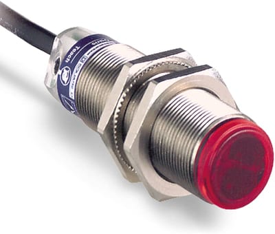 Telemecanique XUB9BPANL2 Photoelectric Sensor, Polarised Reflex, Metal, PNP, NO, 2 m cable
