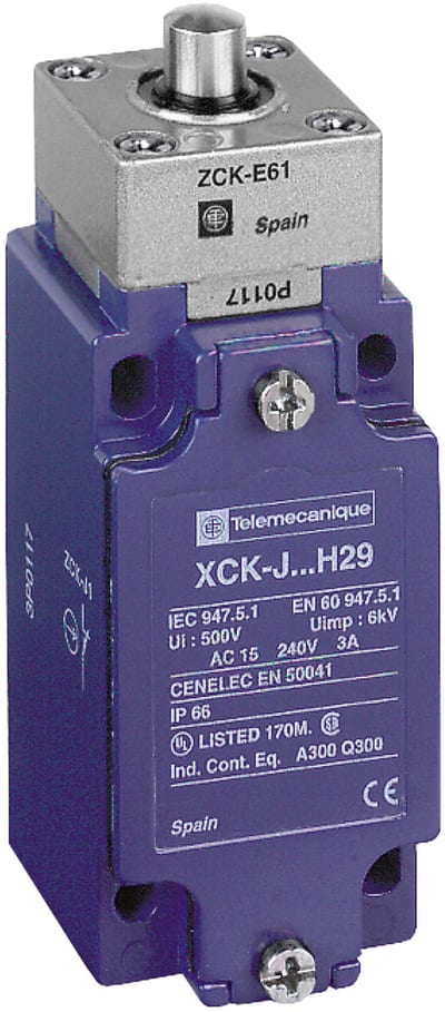 Telemecanique XCKJ561H29 Limit Switch, Metal Plunger, 1 NO + 1 NC, M20 entry