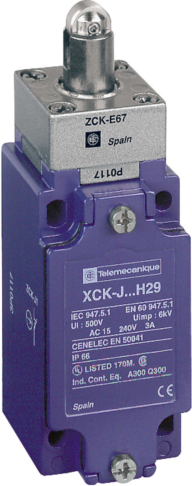 Telemecanique XCKJ567H29 Limit Switch, Roller Plunger, 1 NO + 1 NC, M20 entry