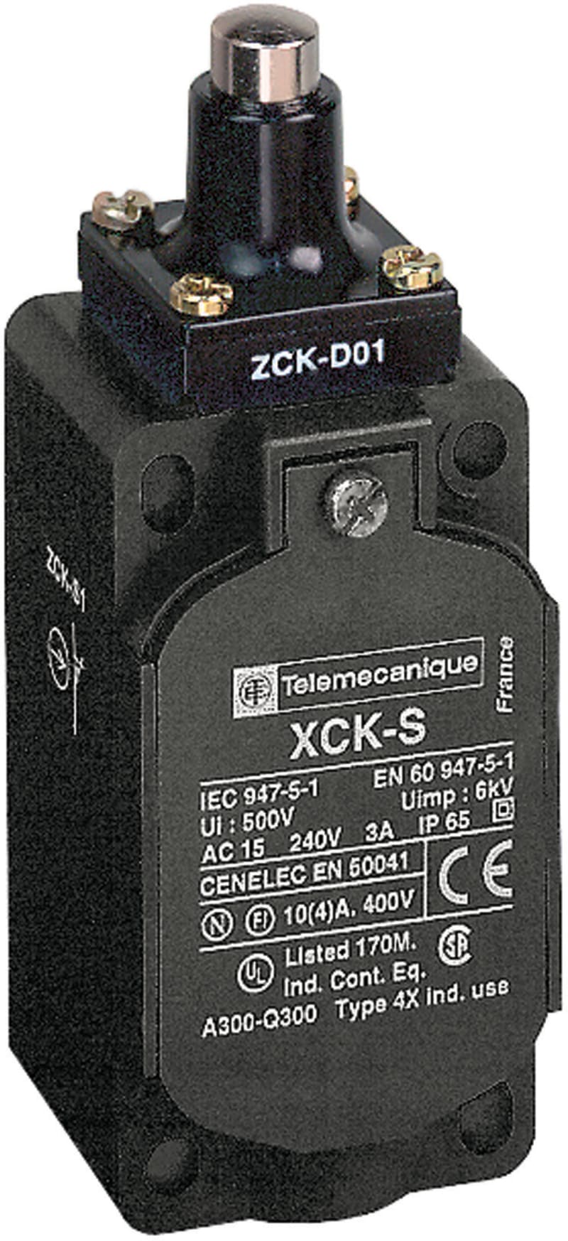 Telemecanique XCKS101H29 Limit Switch, Metal Plunger, 1 NO + 1 NC, M20 entry