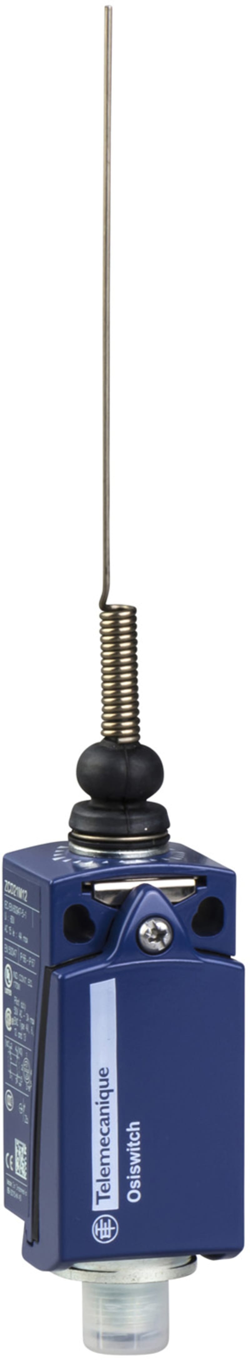 Telemecanique XCKD2106M12 Limit Switch, Cat's Whisker (Spring Rod), Metal Body, M12 connector