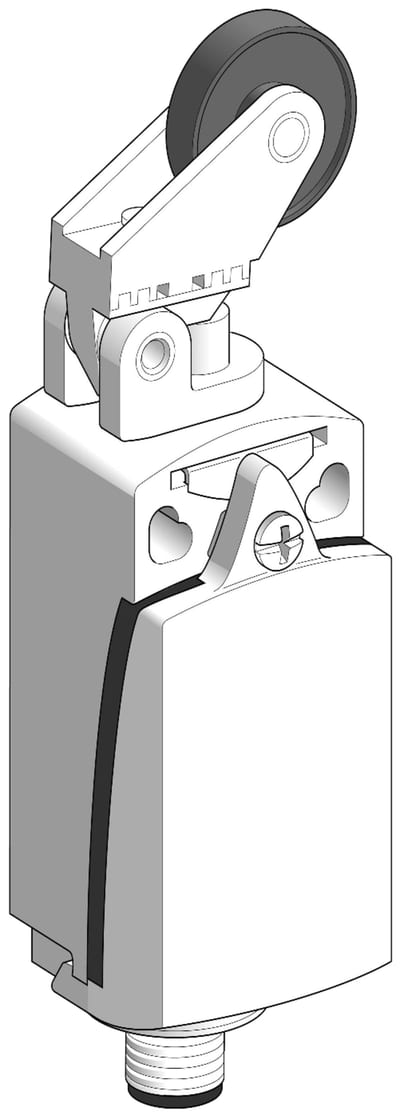 Telemecanique XCKD2128M12 Limit Switch, Roller Lever Arm, Plastic Body, 1 NO + 1 NC, M12 connector