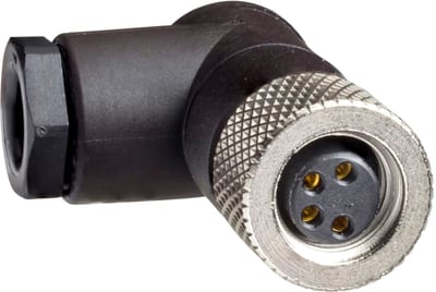 Telemecanique XZCC8FCM40S Field-Wireable Connector, M8, Female, Angled, 4-pin, Metal