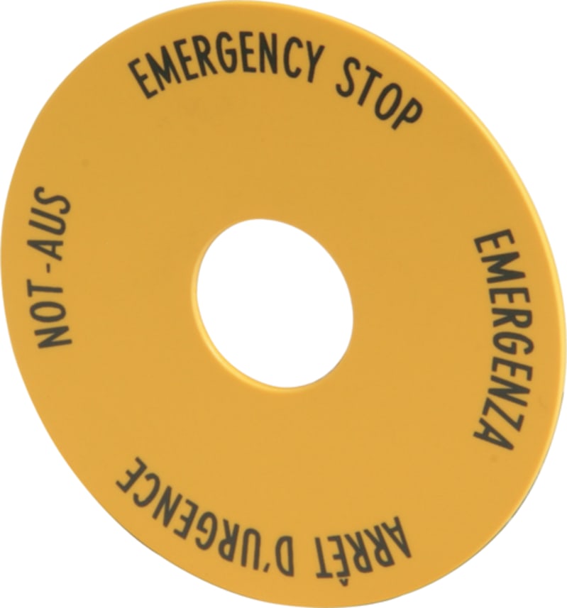 Eaton M22-XAK1 Emergency-Stop Legend Plate Round 90 mm Yellow Multi-Language