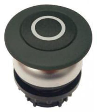 Mushroom pushbutton, momentary, black/stop