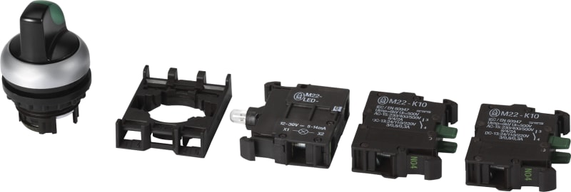 Complete Illuminated Selector Switch, Green LED 12–30 V, 1 NO (M22-WRLK-G-K10LED-BVP)